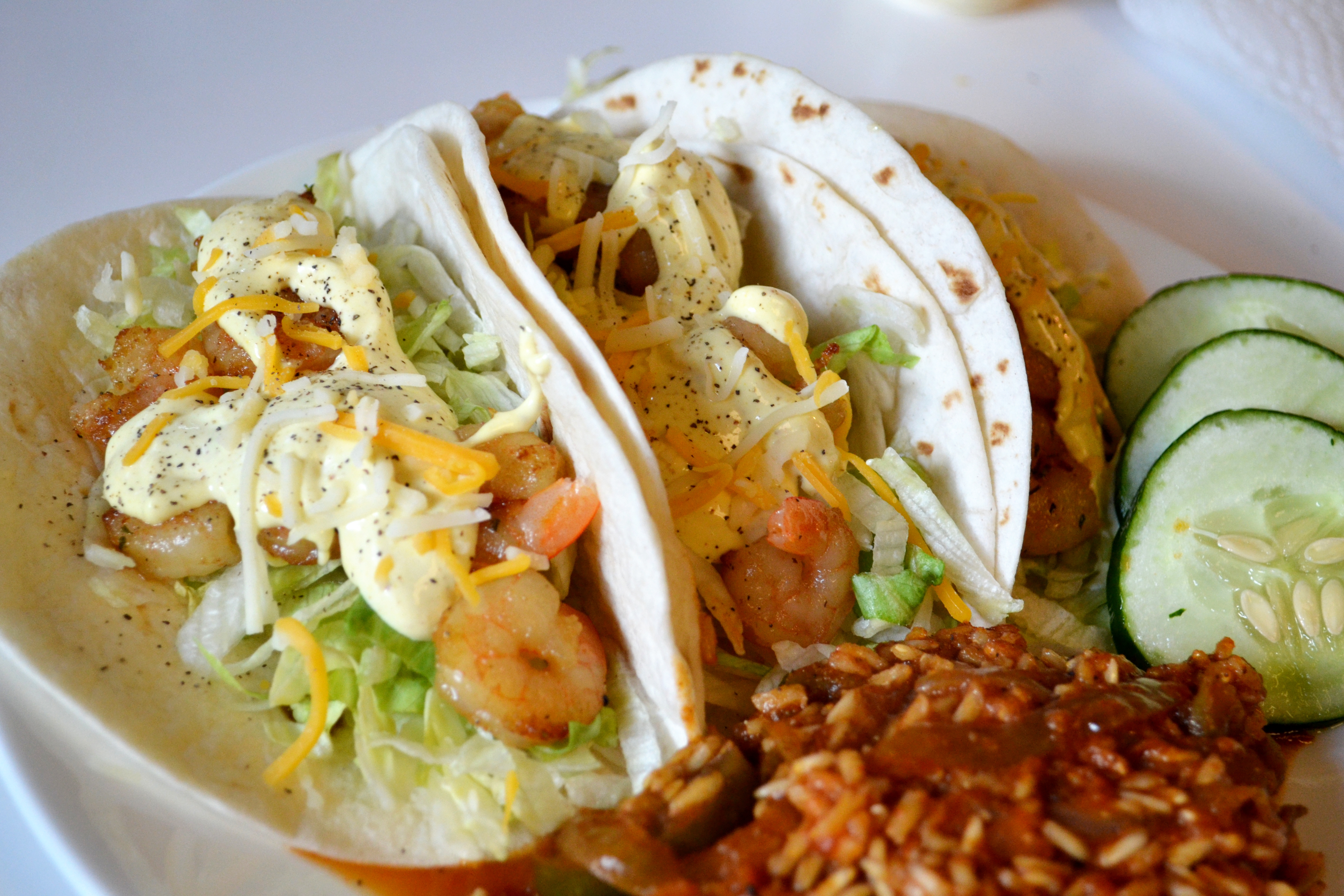 Shrimp Tacos with Spanish Style Rice